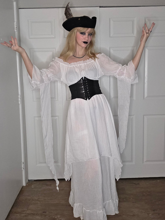 1980s Gothic Bell Sleeve Irregular Hem Dress
