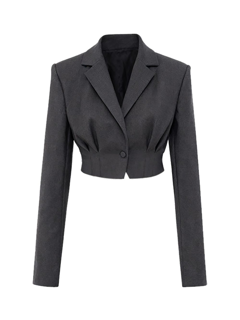 [Pre-Sale] Black 1950s Cropped Tailored Cinched Waist Blazer