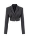 [Pre-Sale] Black 1950s Cropped Tailored Cinched Waist Blazer