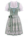 3PCS 1950s Square Neck Floral Dress & White Puff Top & Apron
