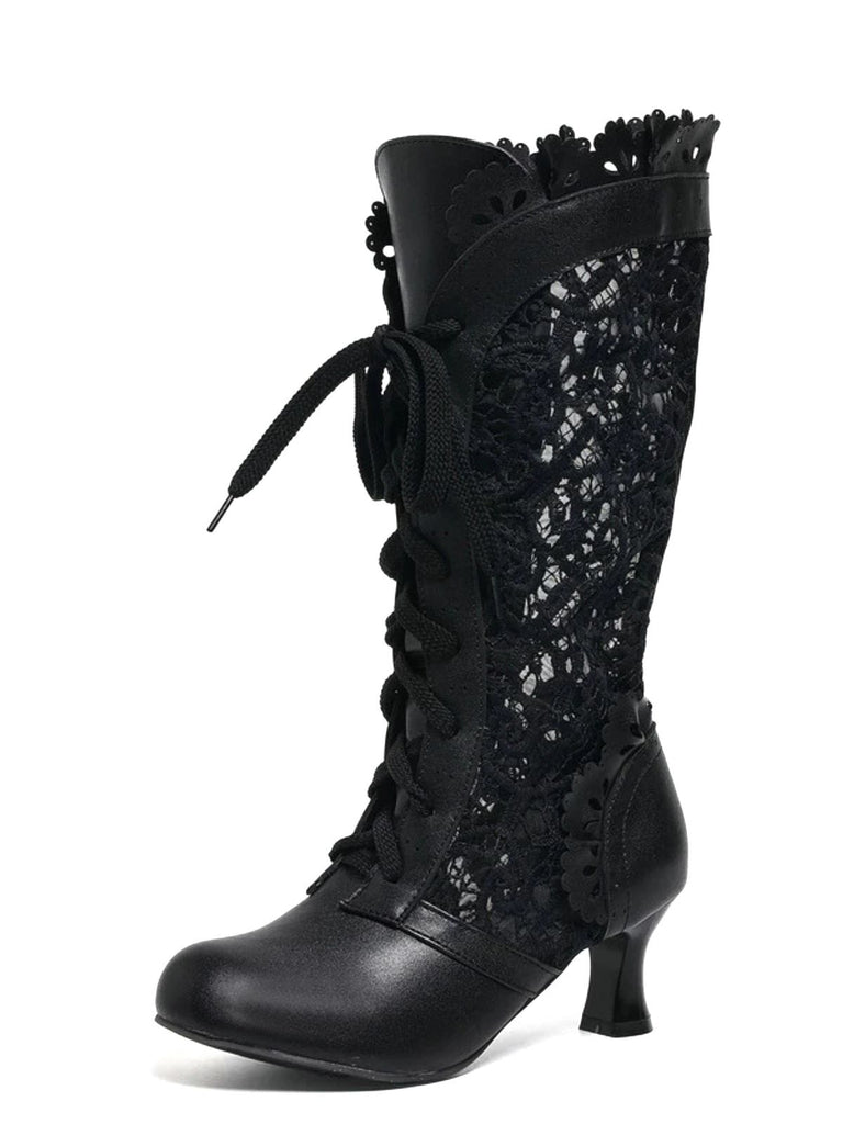 Victorian Style Lace Up Kitten Boots