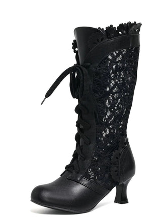 Victorian Style Lace Up Kitten Boots