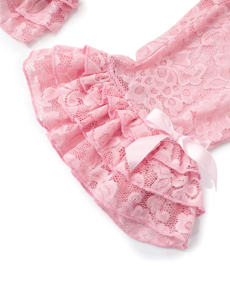 1950s Retro Lace Ruffles Capri Pants