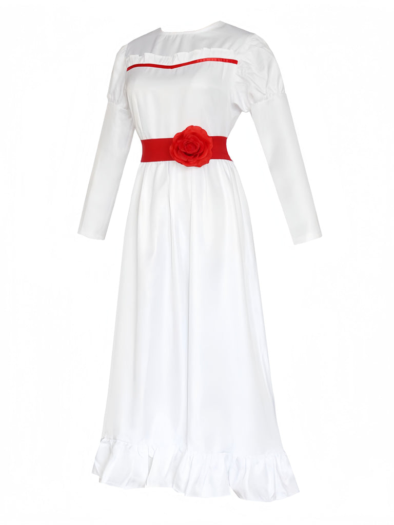 White 1940s Annabelle Doll Inspired Dress