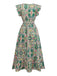 1970s V-Neck Paisley Print Ruffed Sleeve Dress