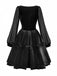 1980s Gothic Cross Velvet 3D Roses Dress With Headband