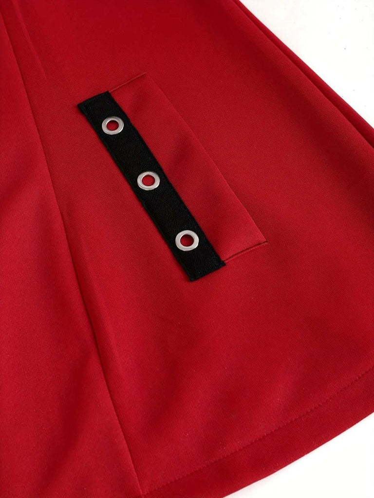 1960s Punk Hooded Zipper Belted Midi Jacket