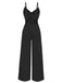 1970s Spaghetti Strap Textured Solid Jumpsuit