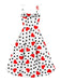 White 1950s Valentine Polka Dots Heart Dress