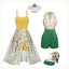 2PCS 1950s Yellow Romper & White Floral Skirt