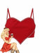 Red 1980s Valentine’s Day Heart-Shaped Rhinestone Crop Top