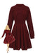 1940s Solid Knitted Lantern Sleeve Sweater Dress