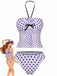 Pink 1950s Halter Polka Dot Bow Tankini Set
