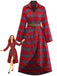 1940s Tartan Plaid Long Sleeve Belted Shirt Dress