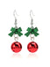 Christmas Bow Red Bead Drop Earrings