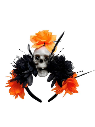 Dark Horror Skull Feather 3D Flowers Headband