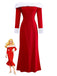 1930s Off-Shoulder Faux Fur Trim Christmas Dress