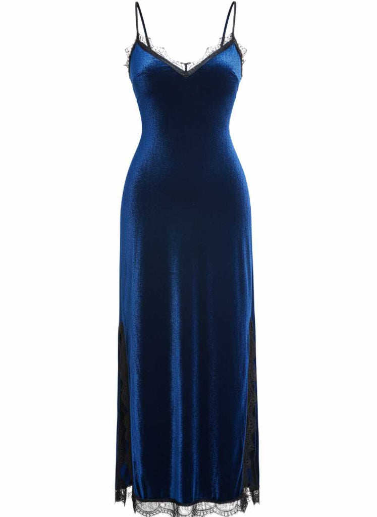 1960s Slip Velvet Lace Nightgown