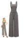 Gray 1940s Corduroy Wide-Leg Overall Jumpsuit