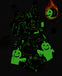 2PCS Black 1970s Glowing Halloween Ghost Flannel Pajama Set