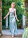 1930s Satin Rhinestone Wide-Strap Maxi Dress