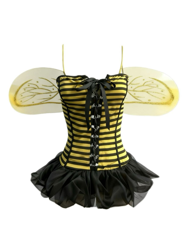 Yellow 1960s Striped Bee Cosplay Costume Set