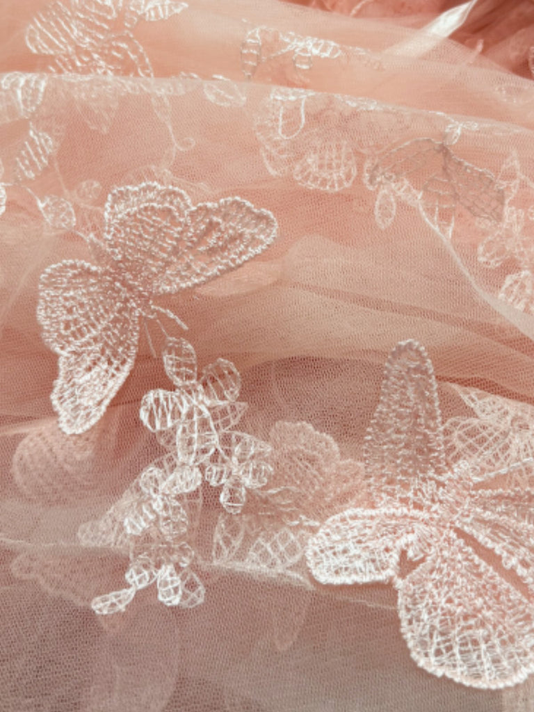 1930s Butterfly Floral Mesh Embroidered Maxi Dress