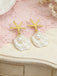 Gold Starfish Shell Pearl Drop Earrings