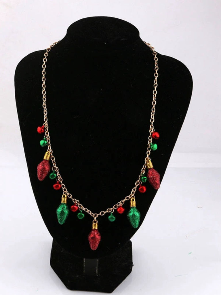 Christmas Light Bulb Bell Necklace & Earrings Set