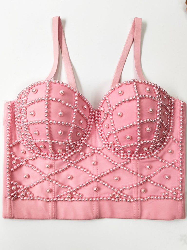 1980s Pearl Solid Fishbone Camisole Corset