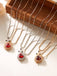 2PCS Vintage Rhinestone Heart-Shaped Ruby & Sword Necklace