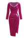 Rose Pink 1960s Cowl Neck Velvet Slit Dress