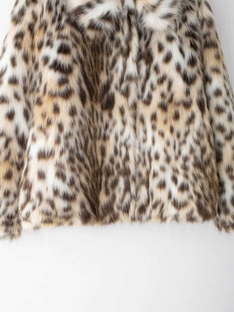 Brown 1980s Leopard Print Faux Fur Coat