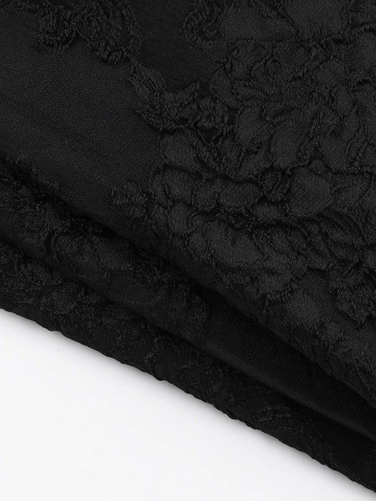 Black 1950s Square Neck Lace Print Cross Bubble Dress