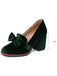 Solid Velvet Bow Detail Block Heel Shoes