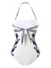 1940s Halter Swimsuit & Sailor-Stripe Shorts Set