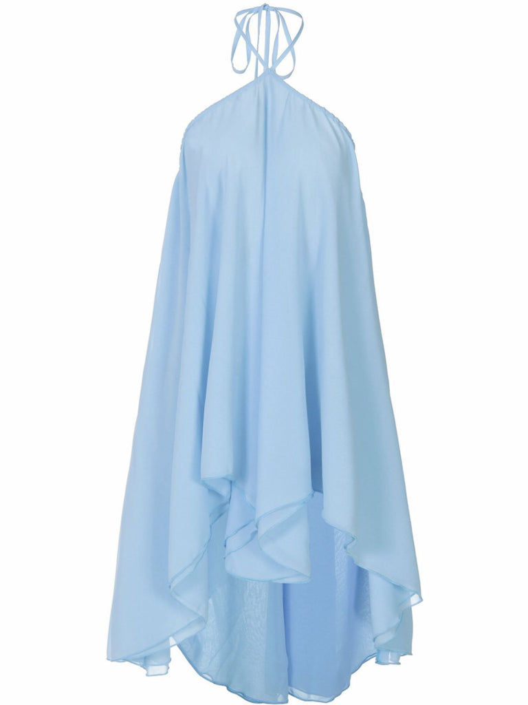 1970s Solid Multi-Layer Chiffon Bind Babydoll Dress