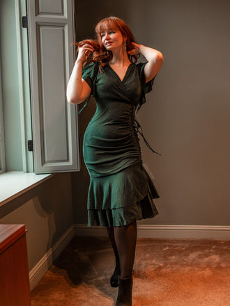 1930s Ruffle Lace-up Fishtail Dress