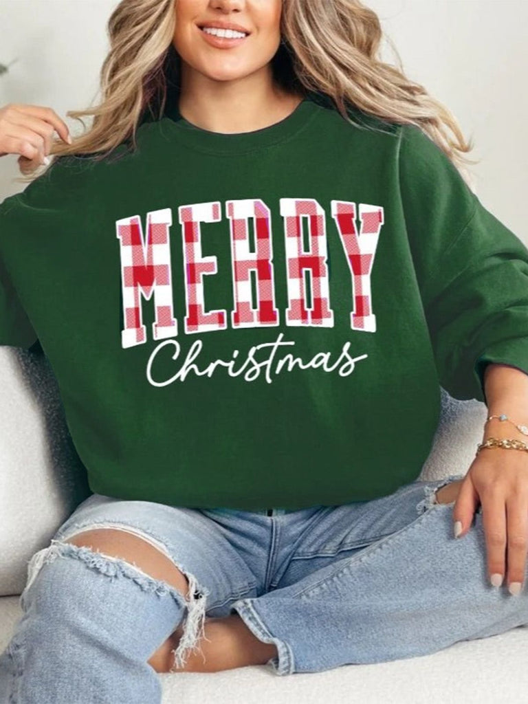 1980s Plaid Letter Christmas Sweatshirt
