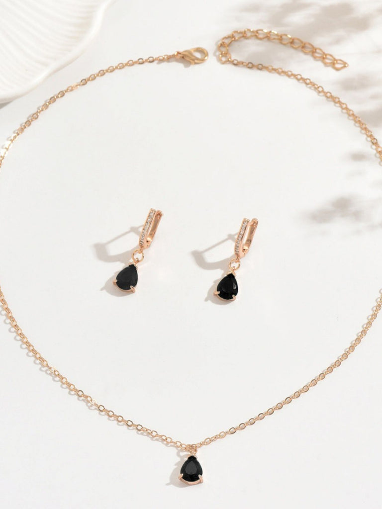 Gold Drop Earrings & Necklace Set