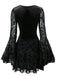 Black 1960s Gothic Flocked Dress