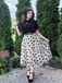 Black 1950s 3D Floral Ruffle A-line Dress