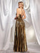 Gold 1930s Metallic Cross Halter Pleated Dress