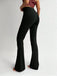 Black 1950s Solid High-Waist Flare Pants