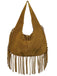 Boho Fringe Suede Hobo Shoulder Bag