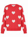 1950s Valentine's Day Heart Print Knit Cardigan