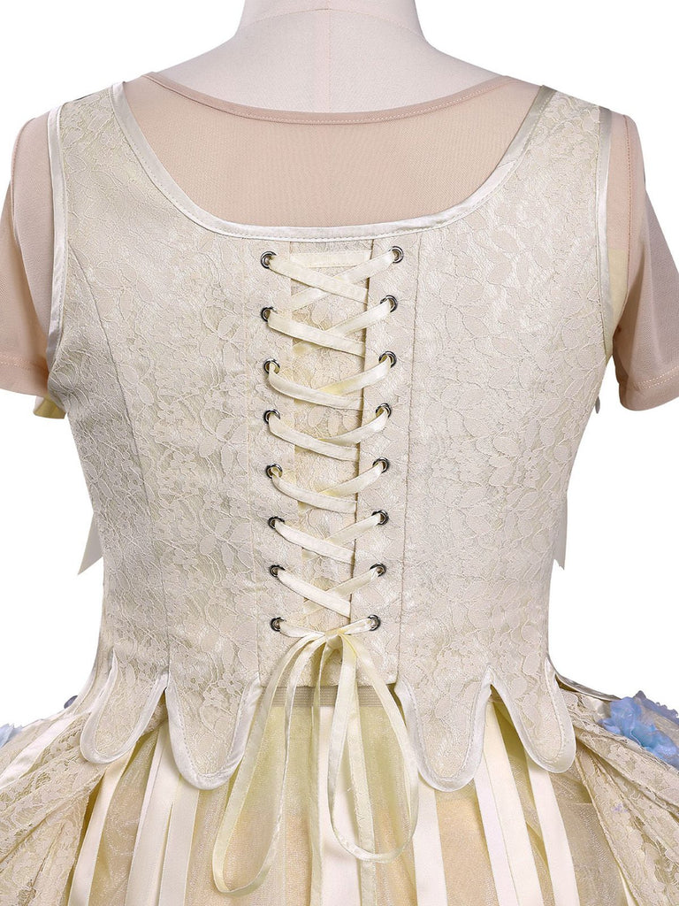 Apricot 1940s Wednesday Enid Style Dress