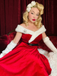 Red 1950s Christmas Off-Shoulder Velvet Dress