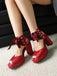 Ribbon Bow Lace-Up Chunky Heel Sandals