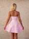 Pink 1950s Floral Lace Strapless Bow Dress